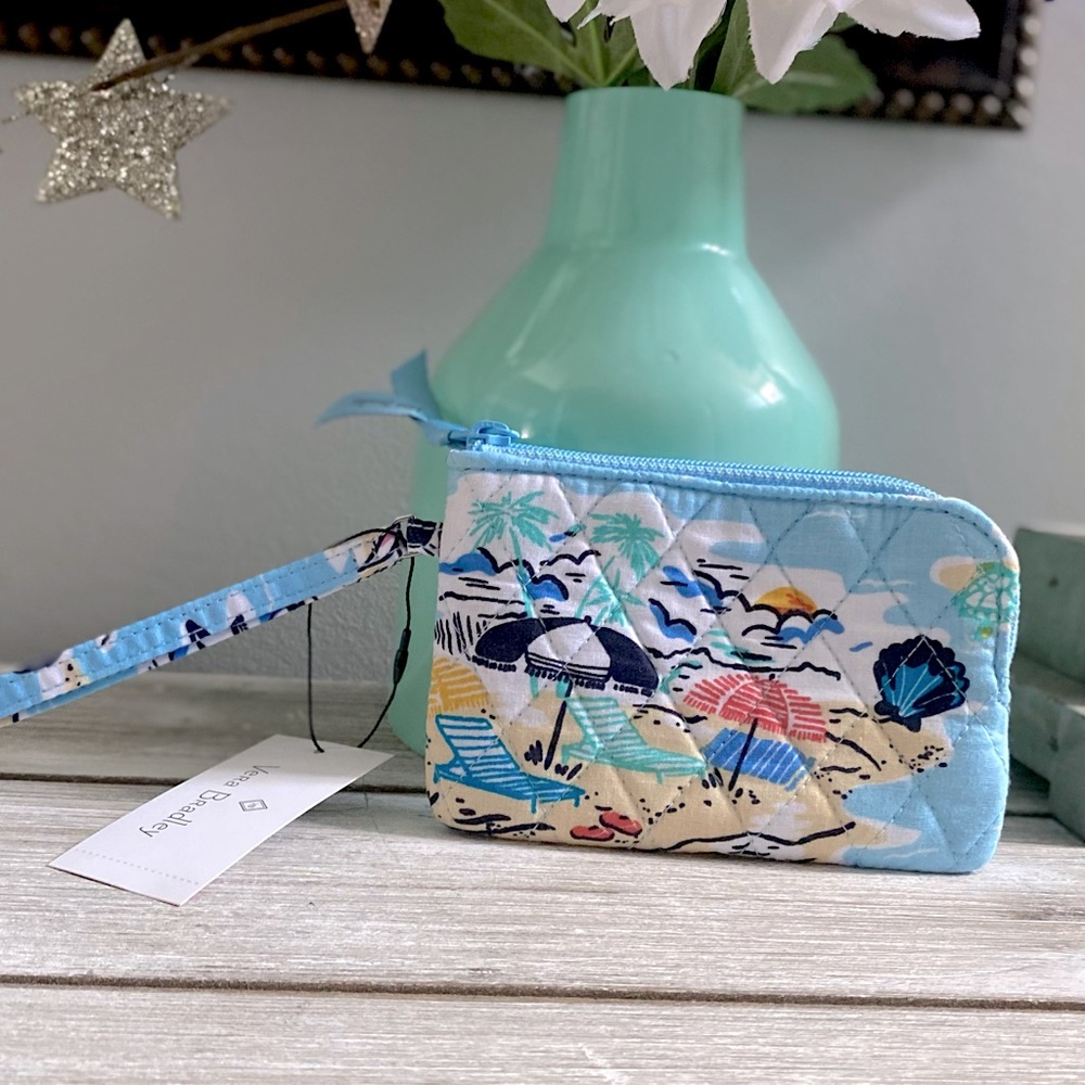 Vera Bradley RFID Zip-Top ID Case in Cotton ✨ Beach Treasures | wristlet - Picture 12 of 12